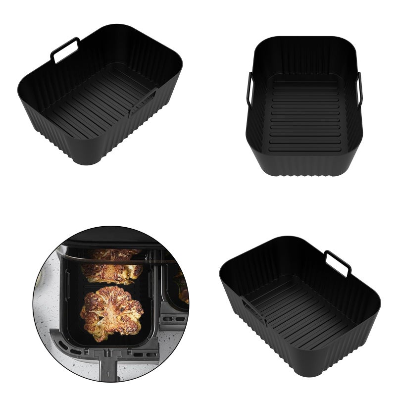 2 Pack Silicone Basket Liners Oven Safe Air Fryer Cooking Mats Rectangular Shape - Image 4