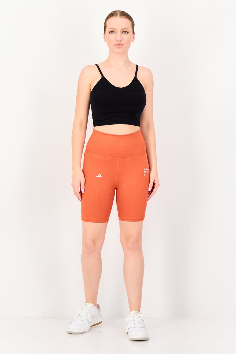 Adidas Women Tight Fit Training Shorts, Orange - Image 4