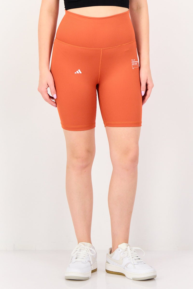 Adidas Women Tight Fit Training Shorts, Orange - Image 1