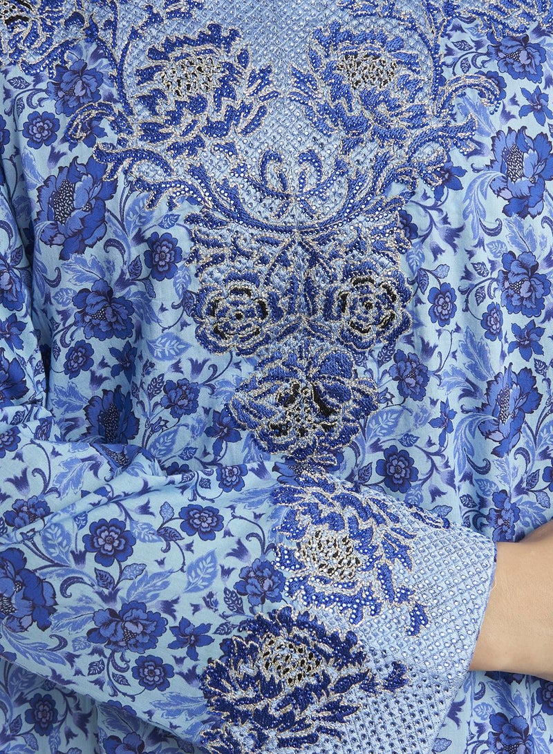 KASHKHA Floral Printed Cotton Mukhawar Jalabiya - Image 5