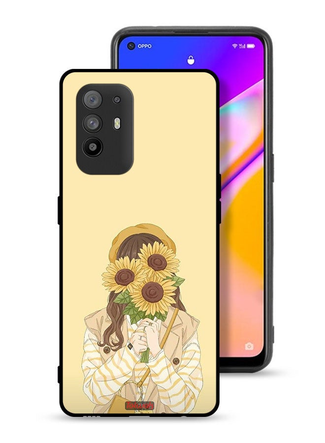 Tolwak Oppo F19 Pro Plus 5G Protective Case Cover Hide Face With Sunflowers - Image 1