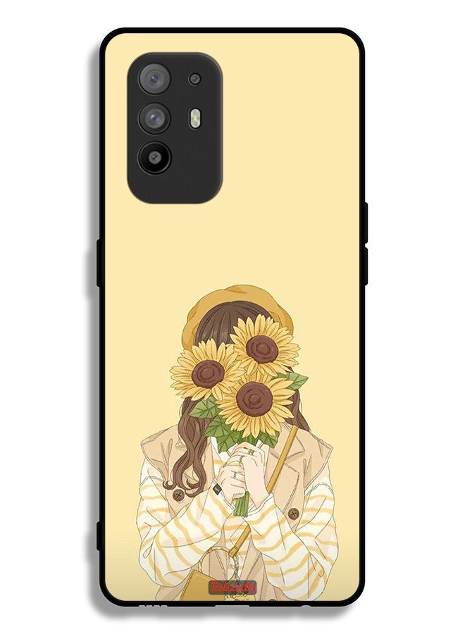 Tolwak Oppo F19 Pro Plus 5G Protective Case Cover Hide Face With Sunflowers - Image 2