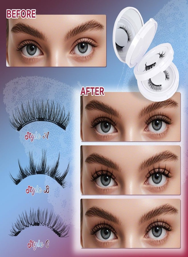 Mayhug Magnetic Eyelashes 3 Pairs Reusable Magnetic Eyelashes with Applicator No Glue Needed Eyelashes Natural-Looking Eyelashes, Eyelash Curler Set, Easy to Wear and Remove (3 Pairs-Kit 4) - Image 3