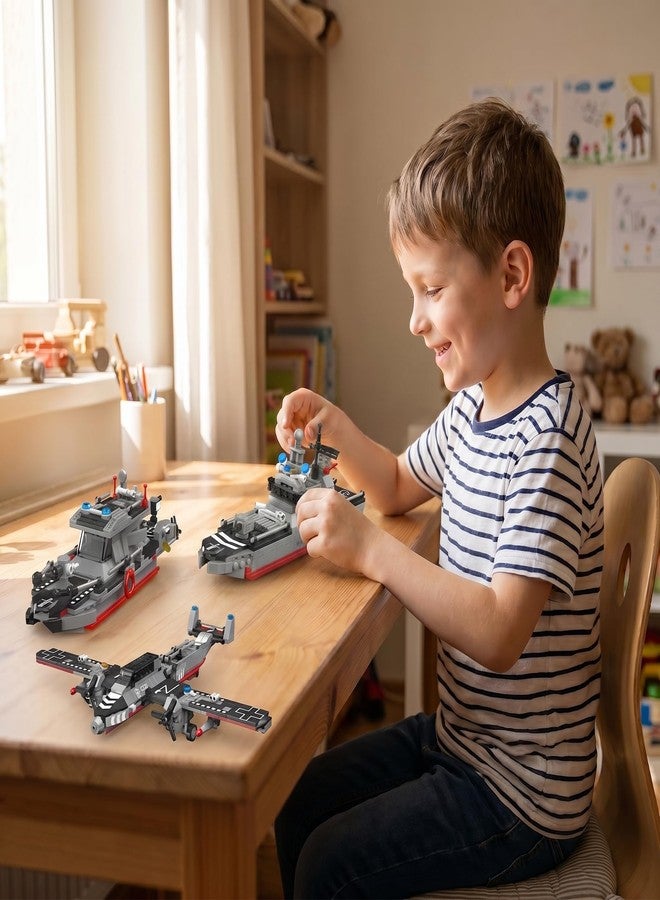 COGO 3-in-1 Military Vehicles Building Block Toy Set | Action Aircraft, Patrol Speedboat, Vessel, Mission Ship | 338 Pieces for Boys Age 6+ | STEM Creative Construction Toys Brick Kit Gift for Children - Image 3