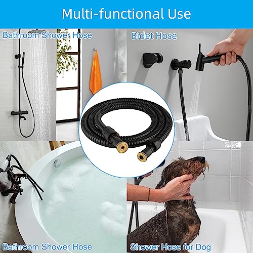 Hibbent All Metal Shower Hose, 59 Inch Stainless Steel Extra Long Bathroom Shower Hose Replacement, Anti-Twist Flexible Handheld Shower Head Hose Extension with Brass Insert & Nut, Oil Rubbed Bronze - Image 5