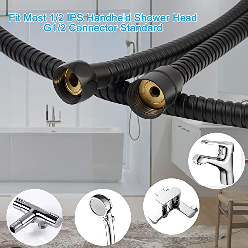 Hibbent All Metal Shower Hose, 59 Inch Stainless Steel Extra Long Bathroom Shower Hose Replacement, Anti-Twist Flexible Handheld Shower Head Hose Extension with Brass Insert & Nut, Oil Rubbed Bronze - Image 2