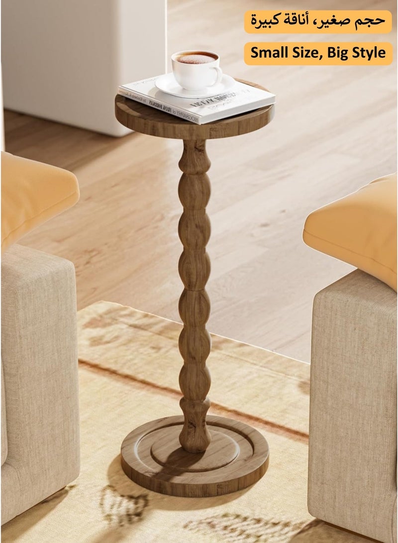 MASINGAA Solid Wood Side Table, Rubber Wood‌ Small Side Table for Small Spaces, Coffee Table, Service table, Pedestal End Tables for Living Room, Bedroom, Corners, and Office, Brown - Image 5