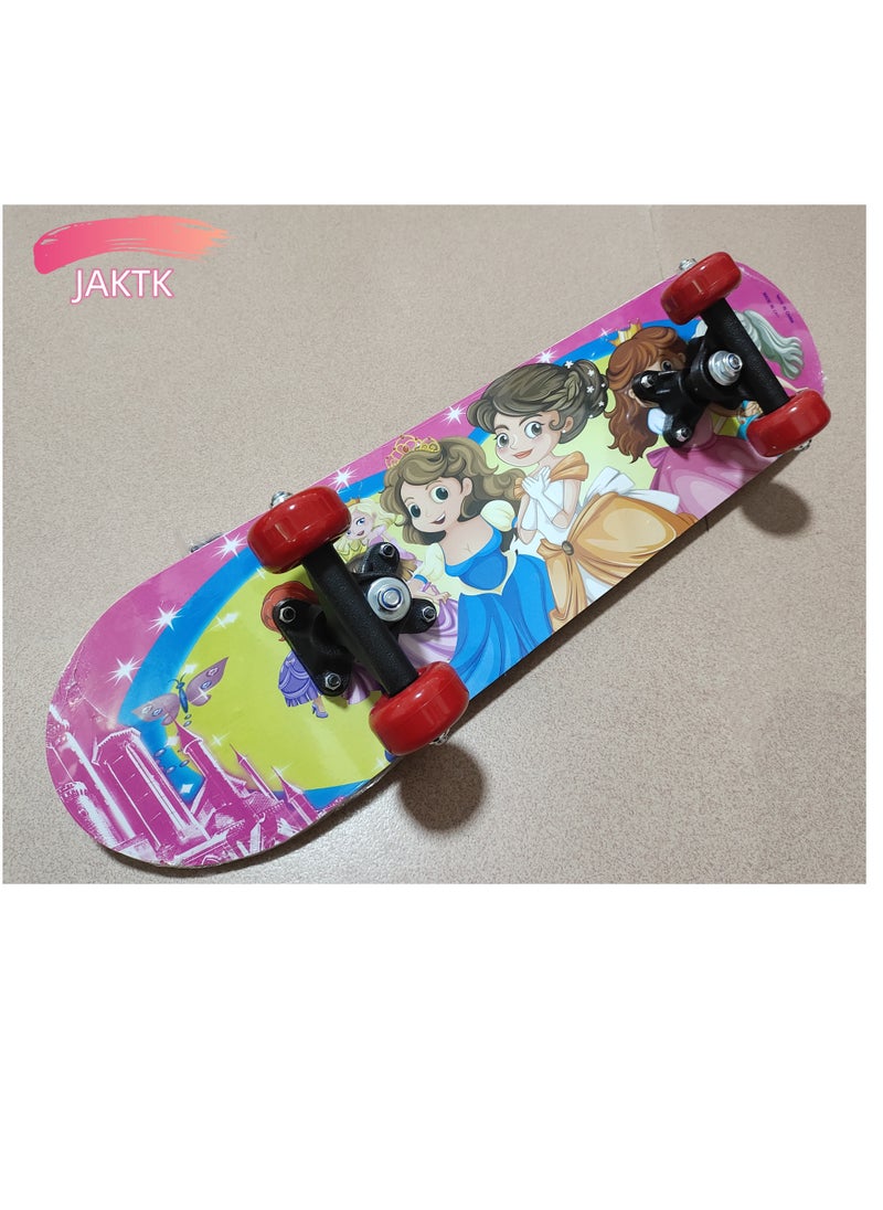 JAKTK Skateboard Four Wheel Skateboard Seven Princess Theme Colorful Double Sided Pattern Suitable for Beginner Skateboarders or Kids Teens 24 Inch  - Image 2