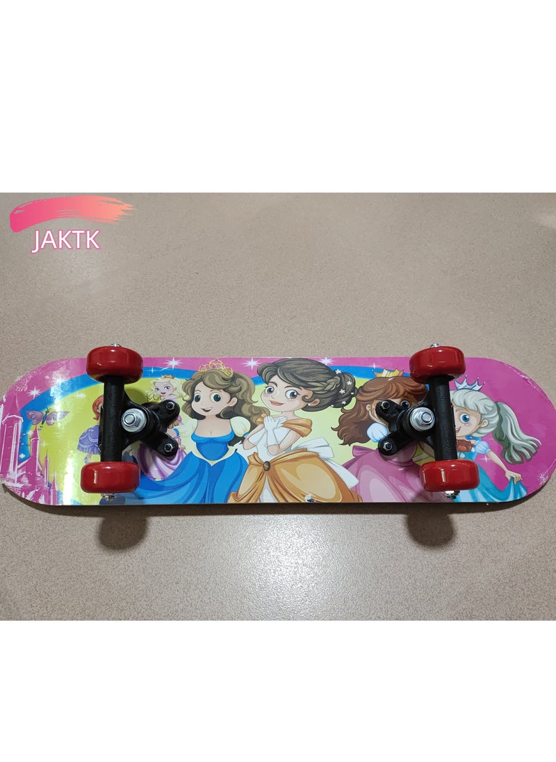 JAKTK Skateboard Four Wheel Skateboard Seven Princess Theme Colorful Double Sided Pattern Suitable for Beginner Skateboarders or Kids Teens 24 Inch  - Image 3