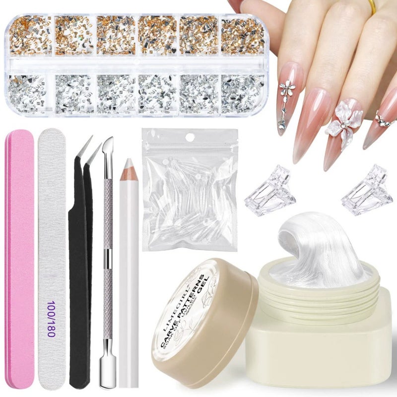 Silk carving glue+nail plates+nail tools   ZH714-1  color - Image 5
