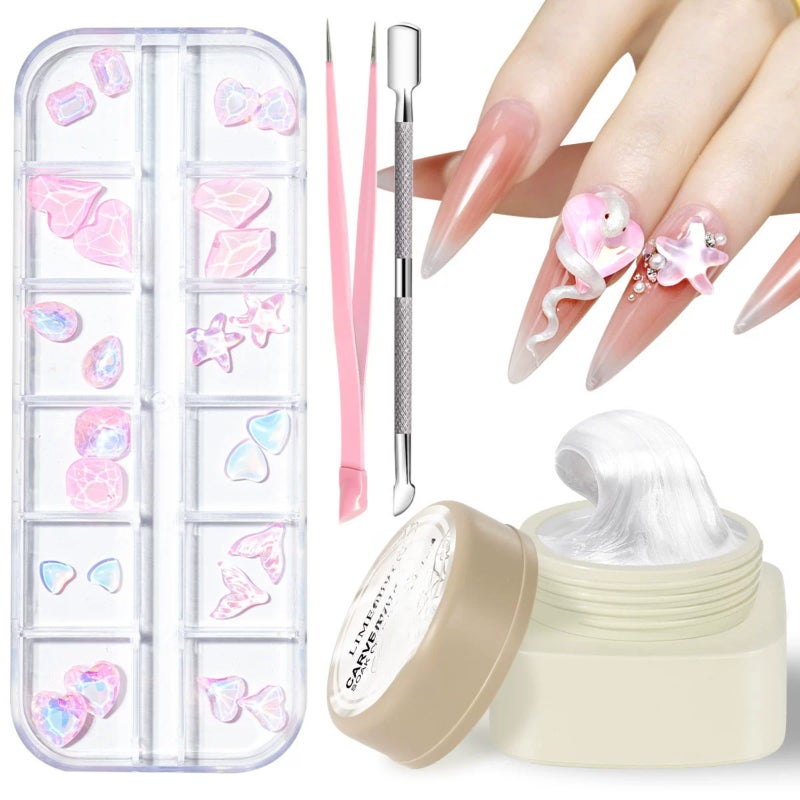 Silk carving glue+nail plates+nail tools   ZH714-1  color - Image 3