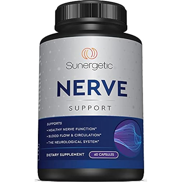 Sunergetic Premium Nerve Support Supplement – with Alpha Lipoic Acid (ALA) 600 mg, Acetyl-L-Carnitine (ALC) & Benfotiamine - Nerve Support Formula for Healthy Circulation, Feet, Hands & Toes - 60 Capsules - Image 1