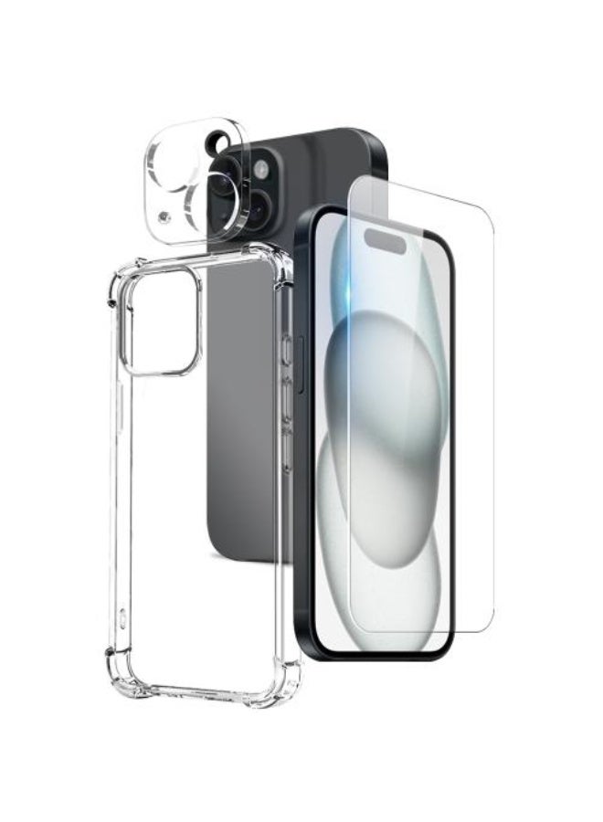 urbbking Urbbking 3 In 1 For iPhone 15 Case Clear Not Yellowing Screen Protector 1 Camera Lens Pro Z3290D263EB39565C2833Z