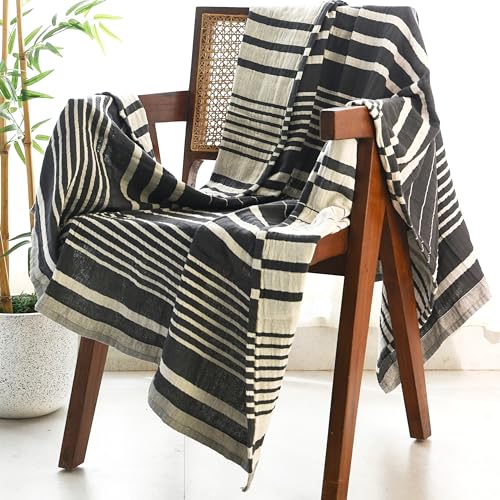 Folkulture Throw Blanket for Couch 50 x 60 Cotton Lightweight Breathable Summer Blanket for Chair Couch Bed Grey Comfort Throw Blankets for Living Room Summer Must Haves Graduation Gifts - Image 1
