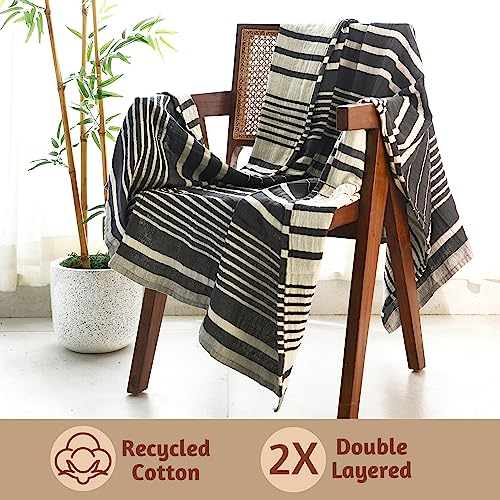 Folkulture Throw Blanket for Couch 50 x 60 Cotton Lightweight Breathable Summer Blanket for Chair Couch Bed Grey Comfort Throw Blankets for Living Room Summer Must Haves Graduation Gifts - Image 3