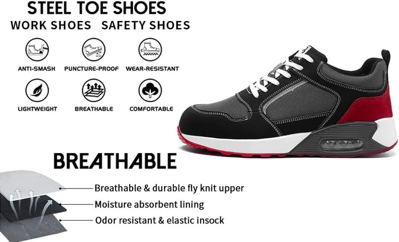 Bexow Premium Safety Shoes Steel Toe Lightweight Sneakers Industrial Footwear for Men and Women - Image 4