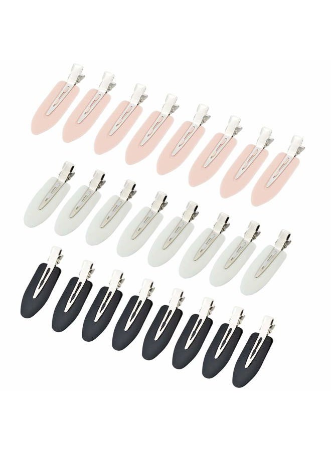Wobe 24 Pcs No Bend Hair Clips Pin Curl Clips No Crease Hair Clip for Hairstyle Bangs Finger Waves Makeup Application Hairdressing Hairpins Styling Clips for Hair Salon Black Pink White - Image 1
