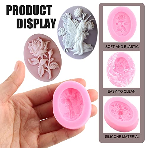 ZiXiang Cameo Rose Flower Silicone Molds Angel Fairy Fondant Mold For Chocolate Cake Decoration Cupcake Topper Candy Gum Paste Set Of 4 - Image 2