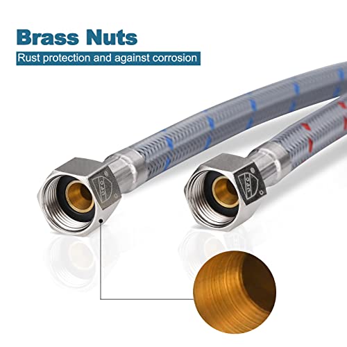 WOWOW 40" Length Faucet Supply Line, Bathroom Kitchen Faucet Lines Braided Nylon Sink Hose,cUPC Faucet Supply Lines 3/8" Female Compression Thread × M10 Male Connector 2Pcs (1 Pair) - Image 4