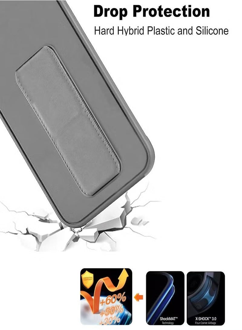TIGER Honor X5b / X5b Plus / X5b+ 4G 2024 Hand Grip Foldable Magnetic Kickstand Wrist Strap Finger Grip with Built-In Iron Case Cover – Grey, Shockproof, Multi-Function, Durable Protection, Ergonomic Design for Honor X5b Series - Image 4