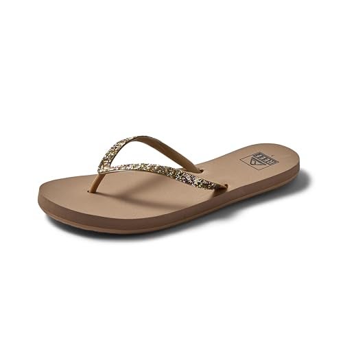Reef Stargazer Womens Beach Flip Flop, Super Lightweight and Soft Footbed, Thin Glitter Strap, Gemstone, 9 - Image 1