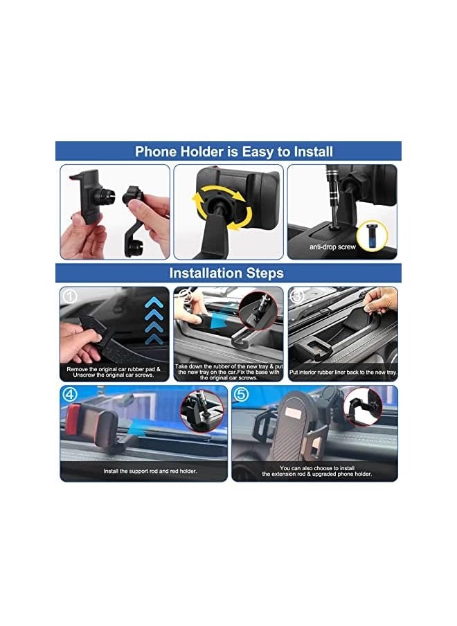 erorex Upgraded Phone Mount for 2018 2019 2020 2021 2022 Jeep Wrangler JL JLU & Gladiator JT, Multi-Mount Phone Holder Dash Tray System Kit with Extension Arm Metal Support Rod Don't for Oil-Electric 4xe  - Image 5