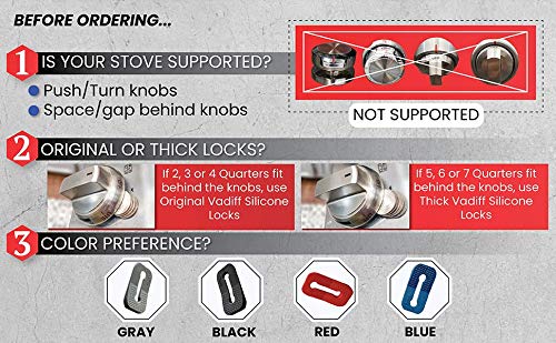 Vadiff 2025 Mom's Choice Winner- Gas Stove Knob Locks - Black Silicone Stove Knob Safety Covers for Toddlers, Pets - Child Proof Universal Size Knobs - Baby Proofing Protectors for Electric Stoves- 5Pcs - Image 4