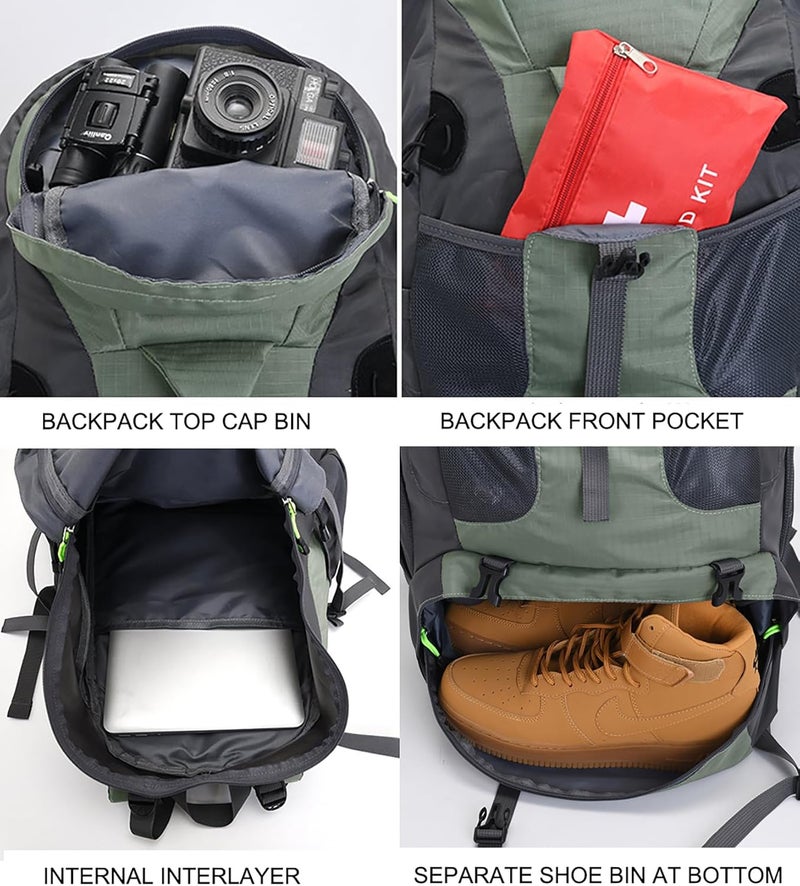 Bseash 50L Hiking Backpack, Water Resistant Lightweight Outdoor Sport Daypack Travel Bag for Camping Climbing Skiing Cycling (Lake Green - No Shoe Compartment) - Image 5