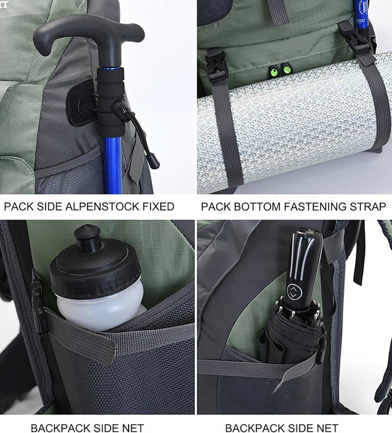 Bseash 50L Hiking Backpack, Water Resistant Lightweight Outdoor Sport Daypack Travel Bag for Camping Climbing Skiing Cycling (Lake Green - No Shoe Compartment) - Image 4