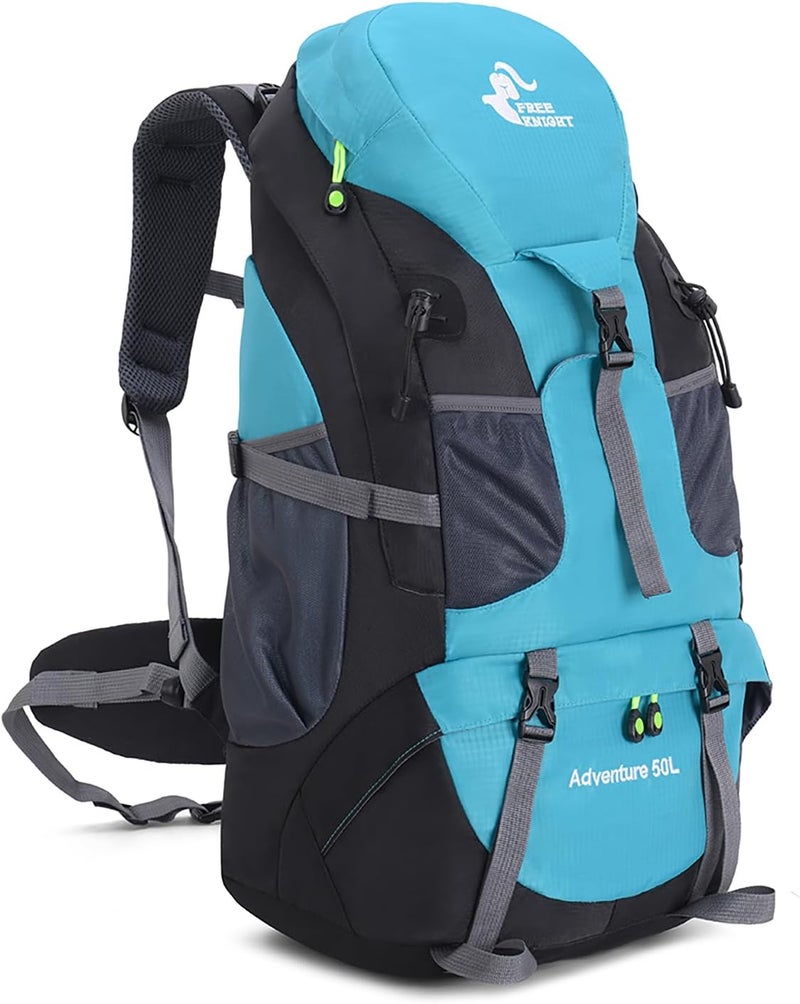Bseash 50L Hiking Backpack, Water Resistant Lightweight Outdoor Sport Daypack Travel Bag for Camping Climbing Skiing Cycling (Lake Green - No Shoe Compartment) - Image 1