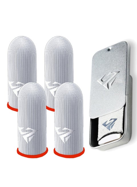4 Gaming Finger Gloves Paired With A Metal Storage Box