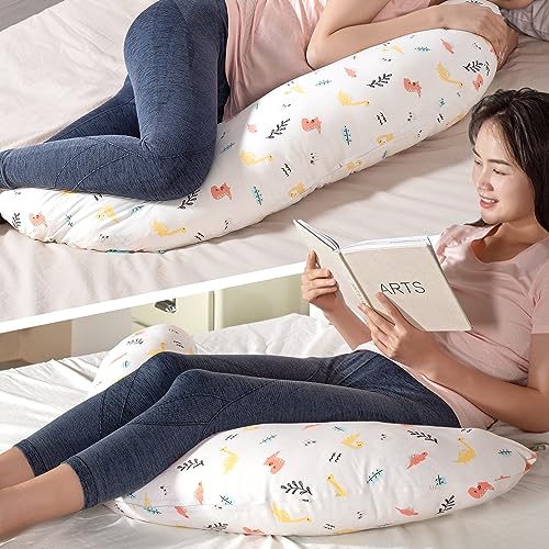 BYRIVER C Shaped Pregnancy Pillow with Cover, Knee Pillow for Side Sleeper Knees Legs HIPS Pain, Leg Pillow Elevation for Lower Back Pain, Versatile Small Body Pillow for Sleeping(Dino) - Image 1