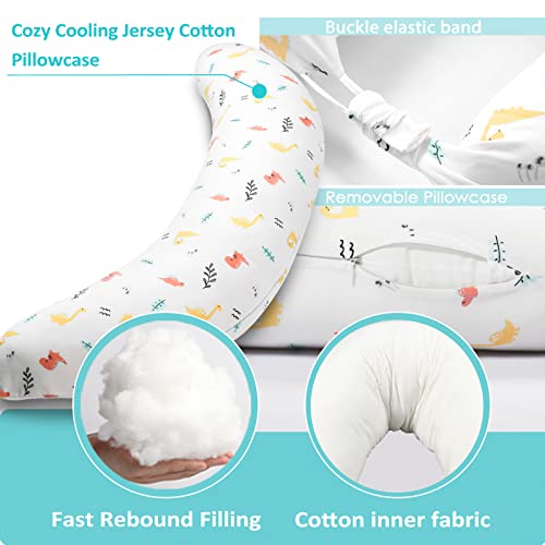 BYRIVER C Shaped Pregnancy Pillow with Cover, Knee Pillow for Side Sleeper Knees Legs HIPS Pain, Leg Pillow Elevation for Lower Back Pain, Versatile Small Body Pillow for Sleeping(Dino) - Image 3