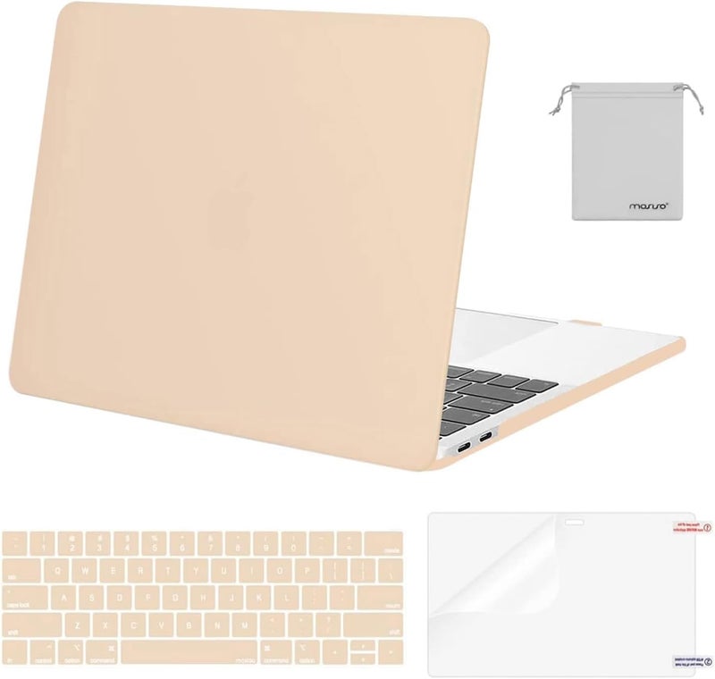 موسيسو MOSISO متوافق مع حافظة MacBook Pro مقاس 13 بوصة M2 2025، 2024، 2023، 2022-2016 A2338 M1 A2251 A2289 A2159 A1989 A1708 A1706، غلاف بلاستيكي صلب وغطاء لوحة المفاتيح وفيلم الشاشة وحقيبة تخزين، مشمشي - Image 1