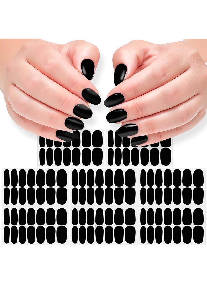 DANNEASY - DANNEASY 8 Sheets Black Nail Wraps for Women Solid Color Nail Polish Stickers Stick on Nail Polish Strips Gel Nail Strips Self Adhesive Fingernail Sticker Nails with Nail File, Cuticle Stick - Image 1