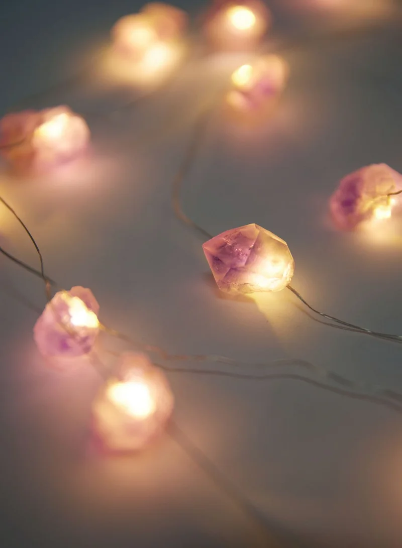 Prickly Pear Amethyst Crystal String Lights