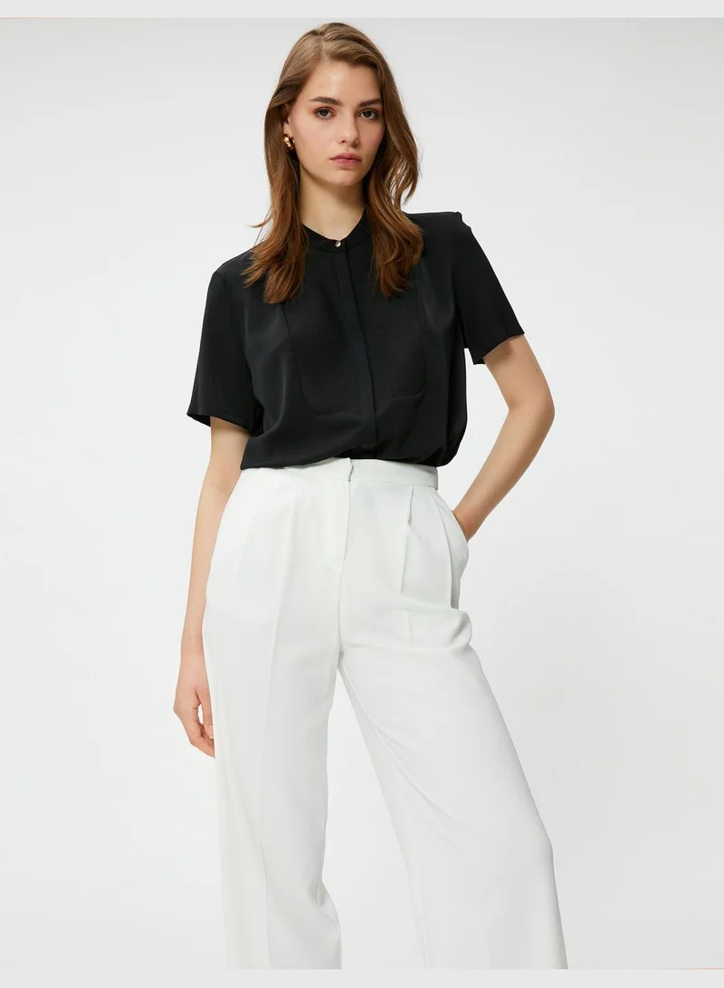 KOTON Mandarin Collar Shirt Short Sleeve
