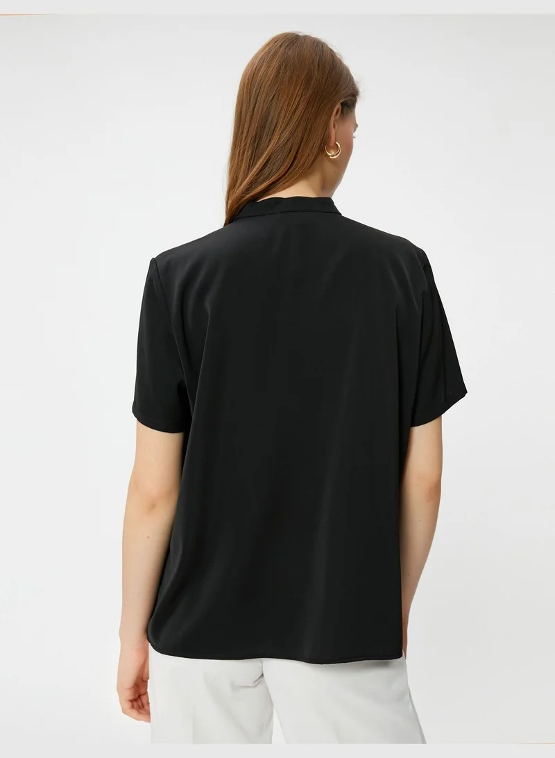 KOTON Mandarin Collar Shirt Short Sleeve