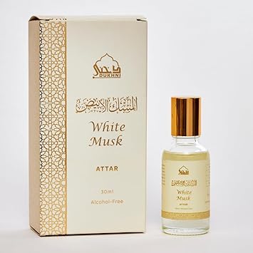 DUKHNI White Musk Attar Oil by Dukhni Arabic perfume oils for men and women 30ml Pure musky attar roll on perfume alcohol free mild scent Eid Ramadan Umrah Gifts Hampers Vegan Islamic Fragrances - Image 1