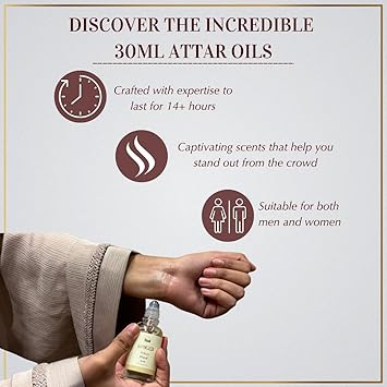 DUKHNI White Musk Attar Oil by Dukhni Arabic perfume oils for men and women 30ml Pure musky attar roll on perfume alcohol free mild scent Eid Ramadan Umrah Gifts Hampers Vegan Islamic Fragrances - Image 2