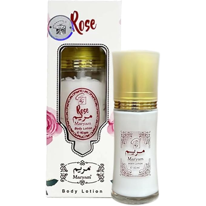 Rose Body Lotion, Anti-Aging Moisturiser for Women, 40 ml, Floral Scent