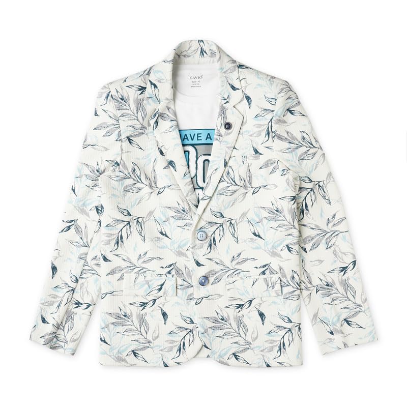 CAVIO Boys Blue Printed Blazer and T-Shirt - Image 4