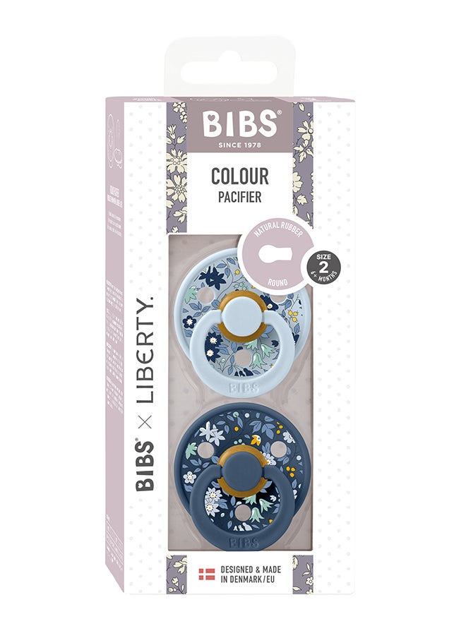 BIBS - Pack of 2 X Liberty Colour Camomile Lawn Latex Size 2 Baby Blue Mix - Image 1