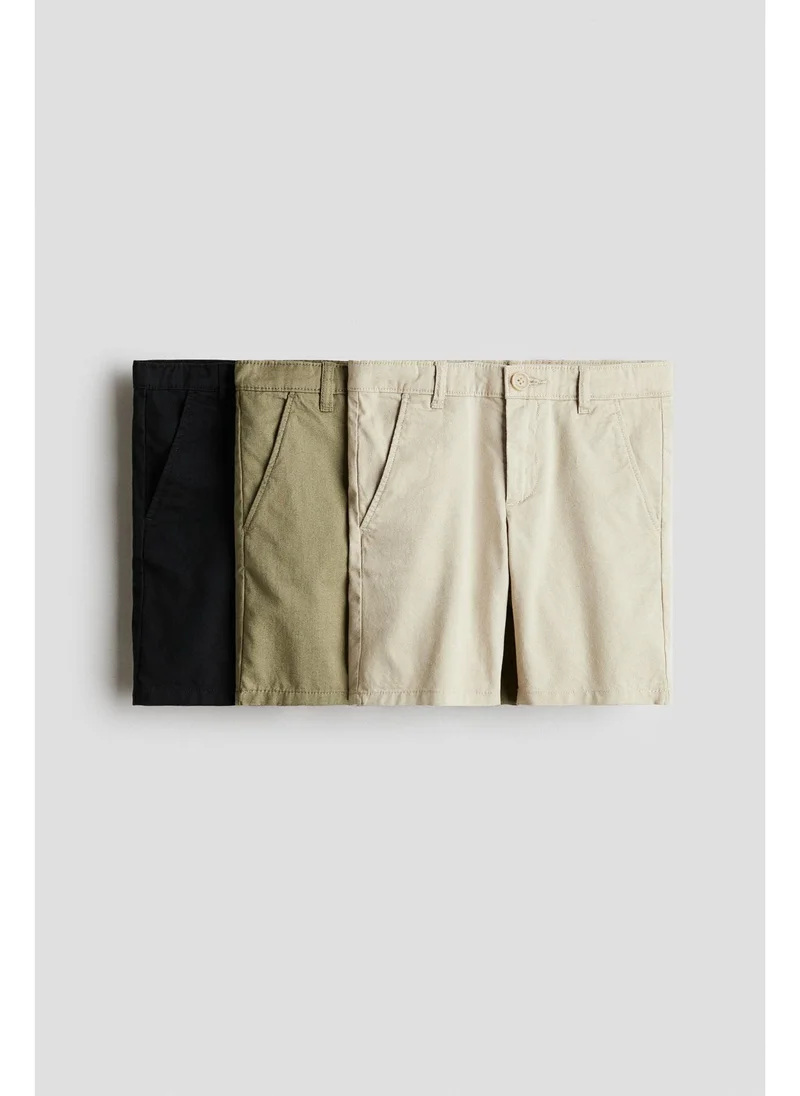 H&M 3-pack cotton chino shorts