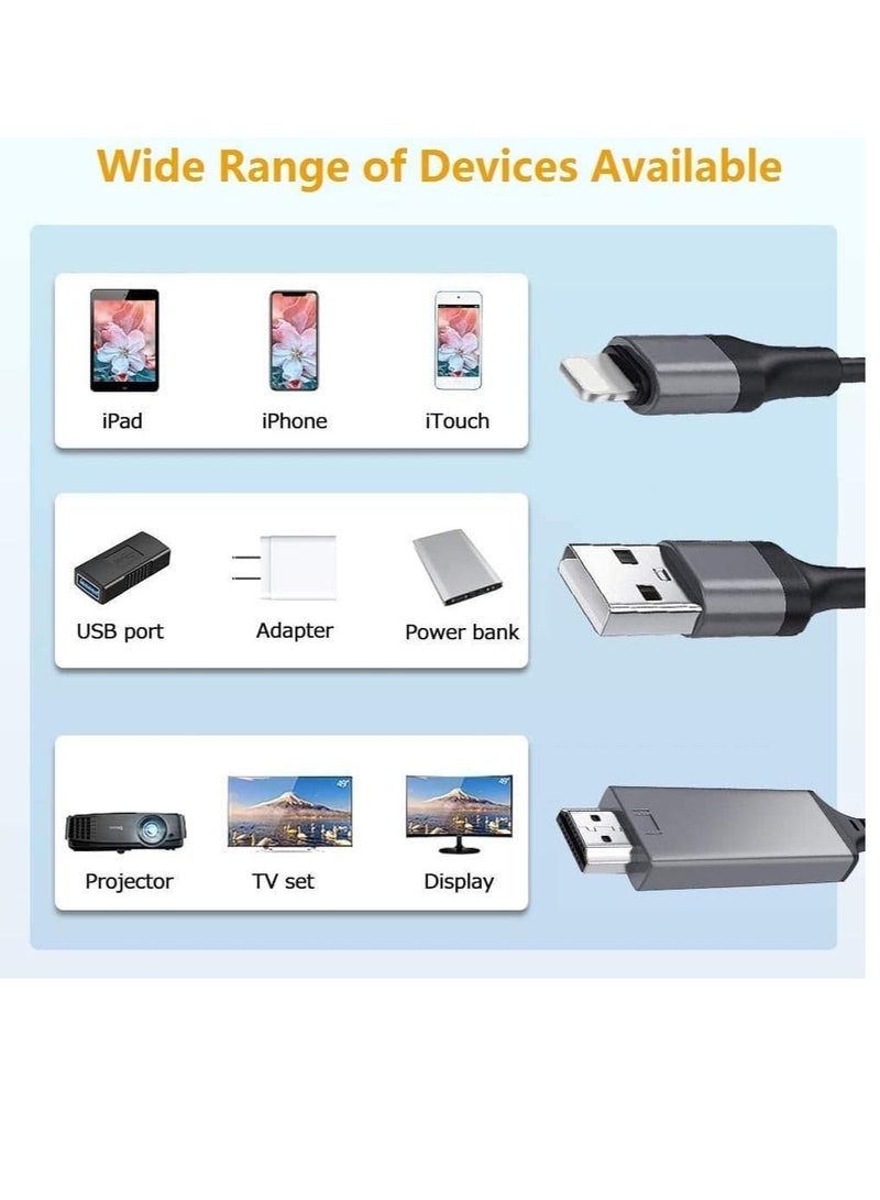 Ntech Video Cable For iPhone 14 13 12 11 Pro Max iPad mini Lighting to HDMI-compatible TV Projector Digital AV Adapter Converter 4K HD - Image 2