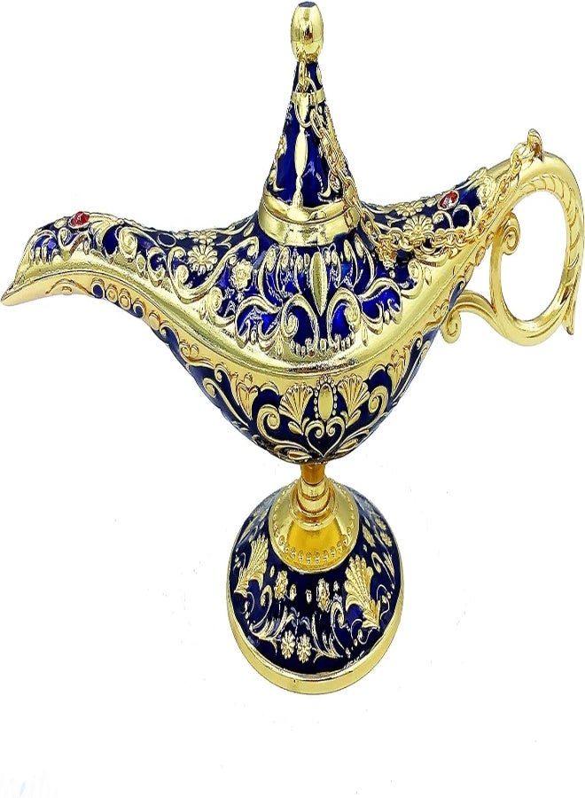 AKDC Vintage Aladdin Magic Genie Lamp Incense Burners Metal Carved Wishing Light For Home Tabletop Decoration, Party, Birthday Delicate Gift (Blue) - Image 5