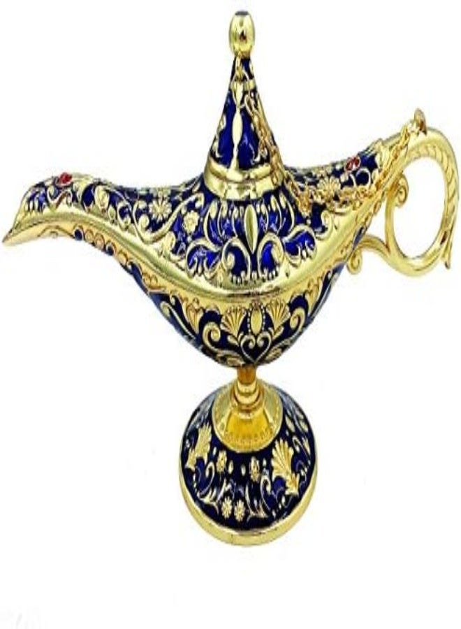 AKDC Vintage Aladdin Magic Genie Lamp Incense Burners Metal Carved Wishing Light For Home Tabletop Decoration, Party, Birthday Delicate Gift (Blue) - Image 3