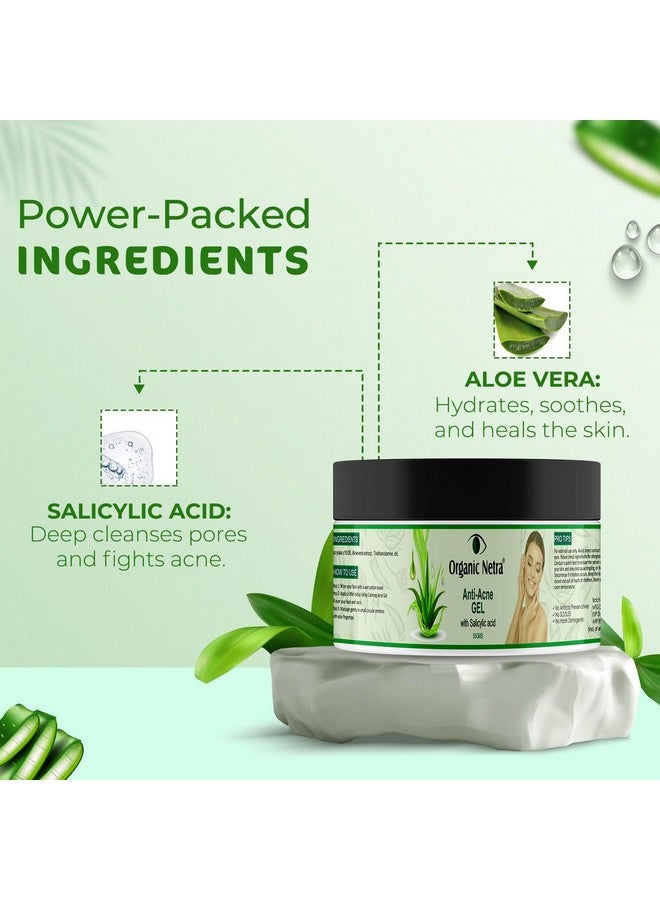 Organic Netra Anti-Acne Gel with Salicylic Acid & Aloe Vera, Natural Acne Treatment & Skin Hydration (55g) - Image 3