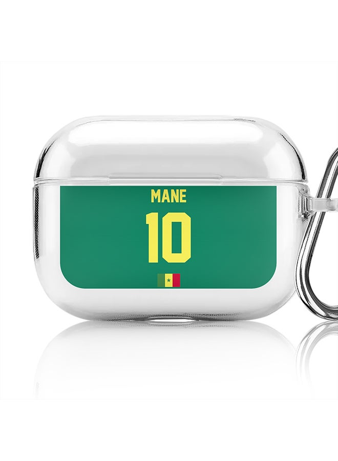 Stylizedd Classic Clear printed Case for Apple Airpods Pro Soft TPU Gel Thin Transparent Flexible Cover [Designed for Apple Airpods Pro] - Football Team - Senegal, Player Name - Mane - Image 1
