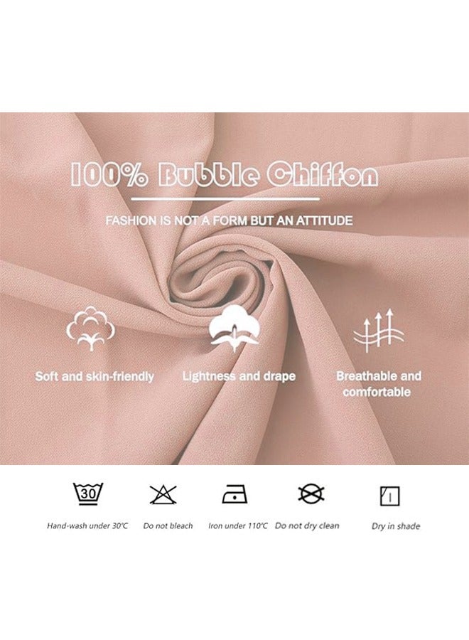 2Pcs Solid Color Bubble Chiffon Scarf for Women, Fashion Soft Hijab Long Scarf Wrap Scarves, Chiffon Head Wraps for Women Long Shawl  - Image 3